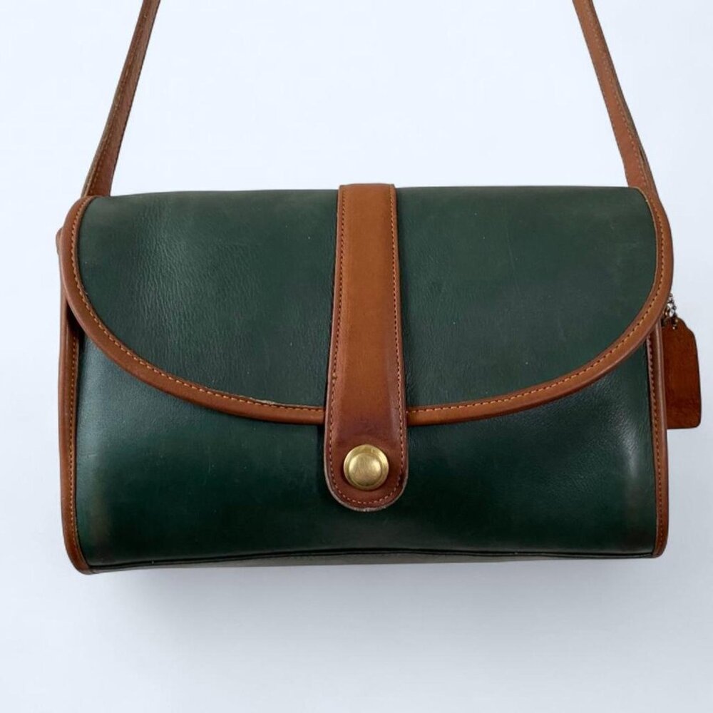 Vintage Coach Spectator Roll Bag No. 6887 Forest Green/British Tan Leather